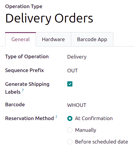 Reservation method field on delivery order operation type form.
