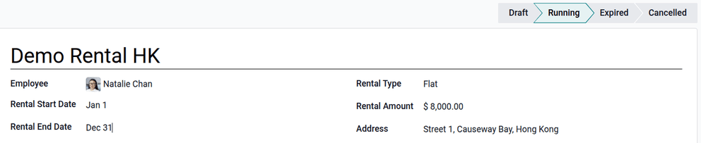 Setting up a running rental record for an employee.