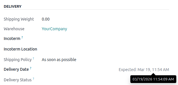 Set Delivery Date in a sales order. Enables delivery lead times feature.