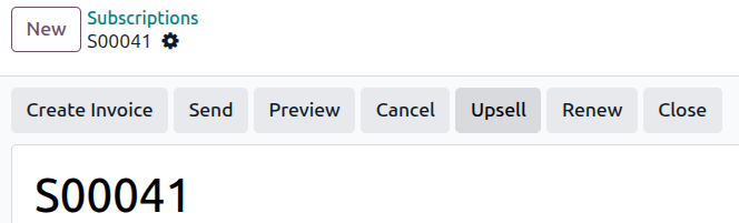 Upsell button for subscription sales orders highlighted in Odoo Subscriptions.