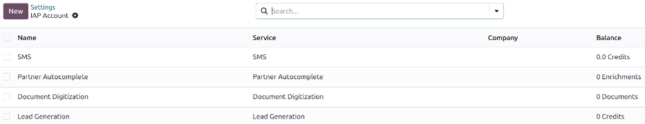 Buy credits in the Odoo IAP settings.
