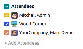 View of Attendees section on Calendar app.