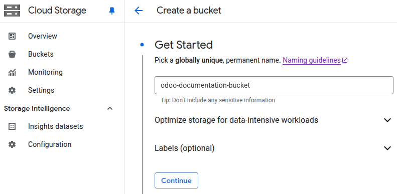 Creating a bucket