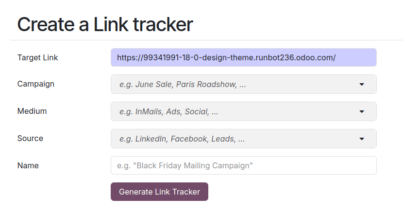 Create a link tracker URL