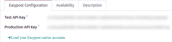 Load the EasyPost carrier accounts into Odoo.