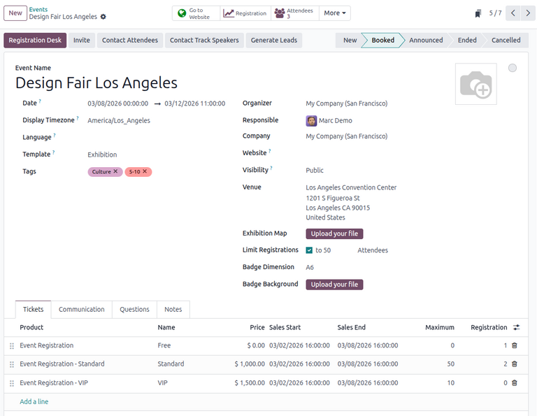 Odoo 活动应用程序中的典型活动模板。
