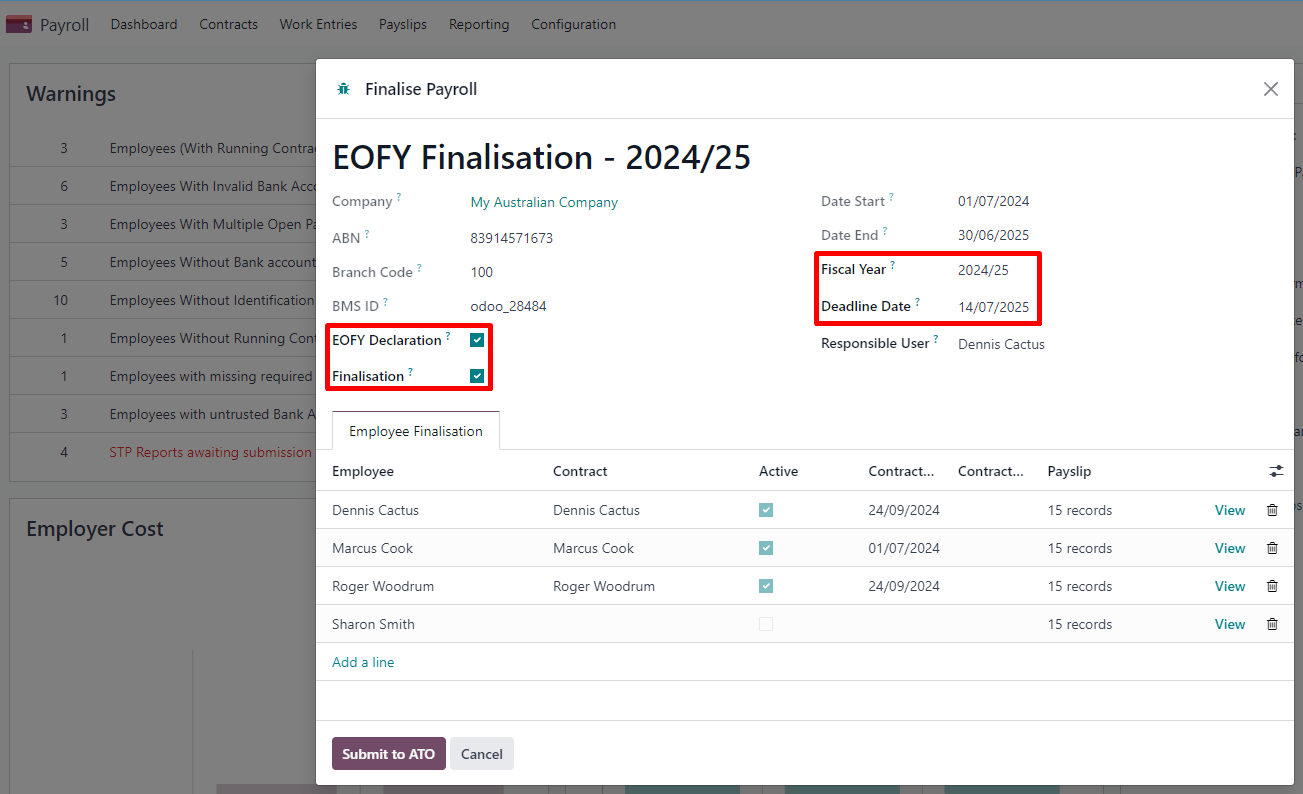 员工的 EOFY 最终确定。