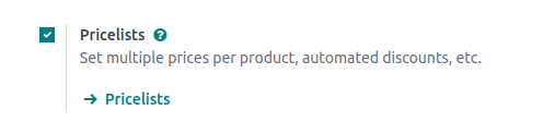 Odoo Sales 中价目表功能设置的外观如何。