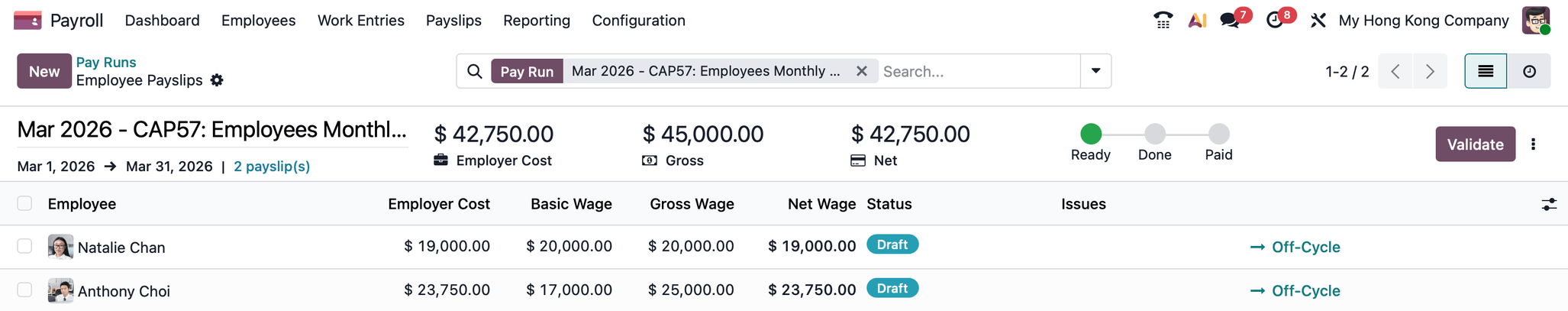 Validating a batch Pay Run.