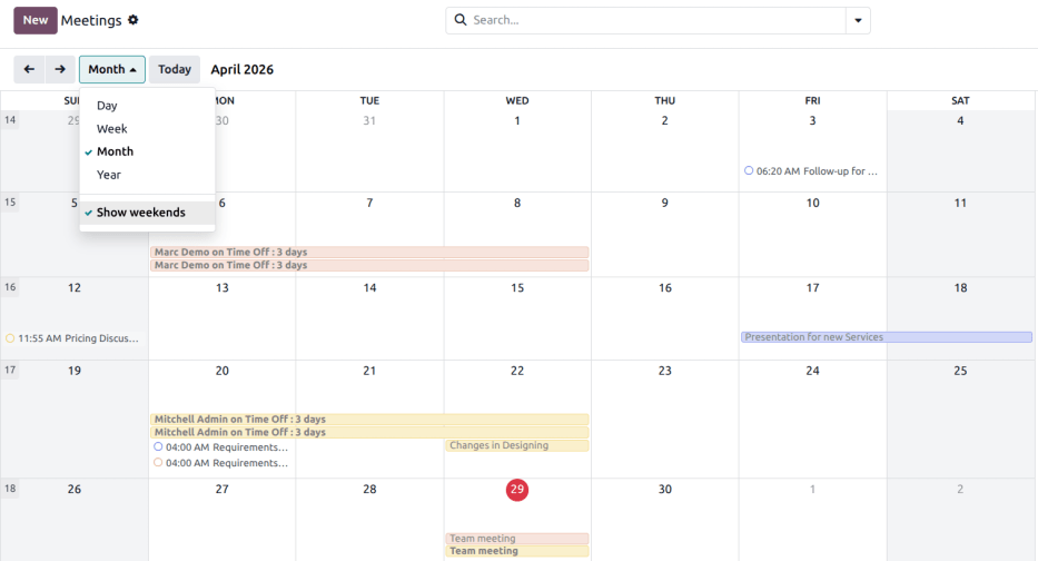 Overview of Calendar app.