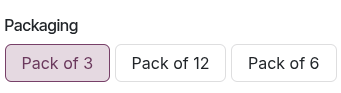 Product packages on the e-commerce page.