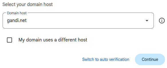 在 Google Workspace 上选择域名主机